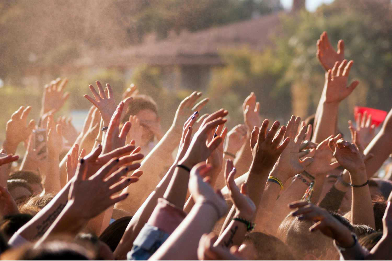 raised hands in protest